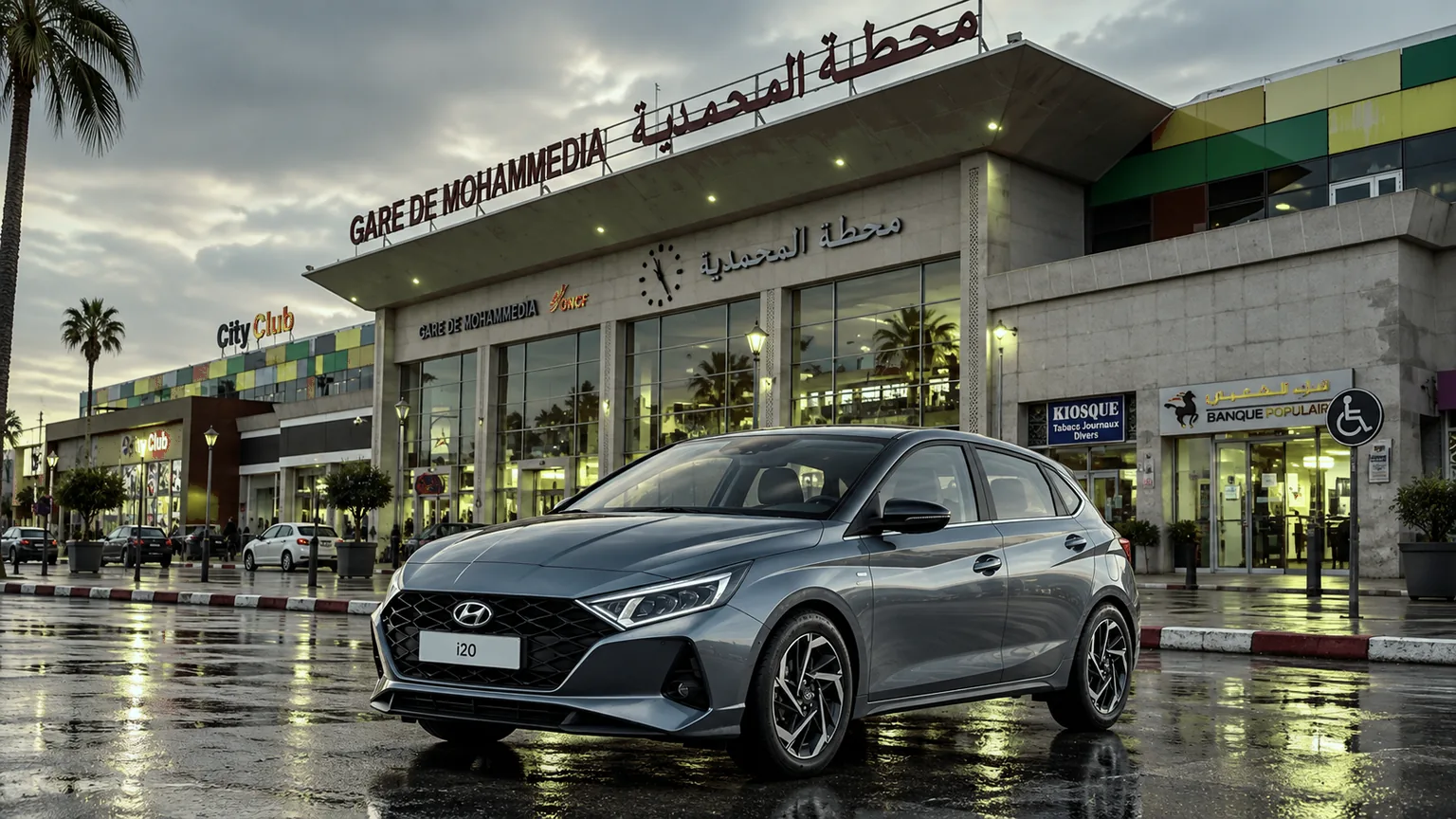 Hyundai i20 at Mohammedia railway station, Morocco